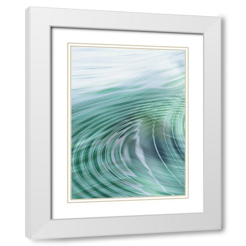 Movement I Teal White Modern Wood Framed Art Print with Double Matting by Franklin