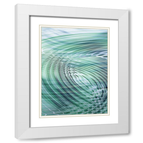 Movement II Teal White Modern Wood Framed Art Print with Double Matting by Franklin