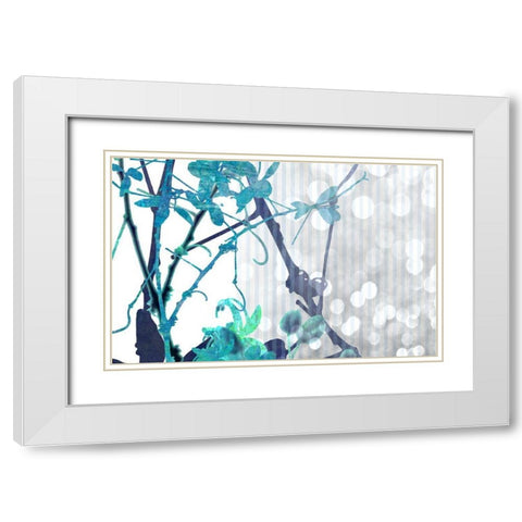 Branch In Blue II White Modern Wood Framed Art Print with Double Matting by Franklin