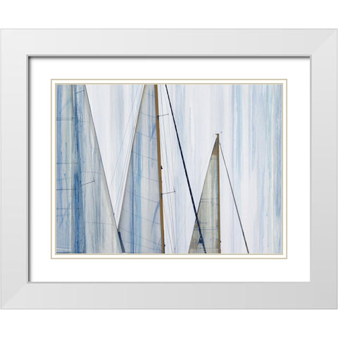 Sails II White Modern Wood Framed Art Print with Double Matting by Franklin