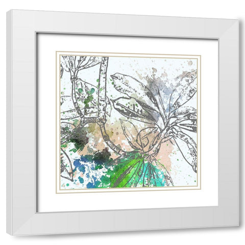 Tree Splatter Green I White Modern Wood Framed Art Print with Double Matting by Franklin