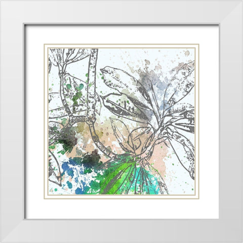 Tree Splatter Green I White Modern Wood Framed Art Print with Double Matting by Franklin