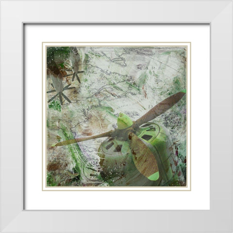Aviation Earth II White Modern Wood Framed Art Print with Double Matting by Simons