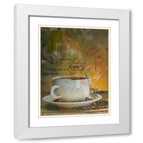 Café Espresso White Modern Wood Framed Art Print with Double Matting by Simons