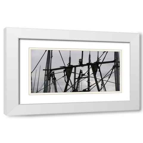 Convergent I White Modern Wood Framed Art Print with Double Matting by Simons