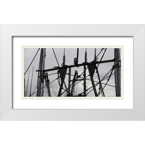 Convergent I White Modern Wood Framed Art Print with Double Matting by Simons