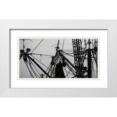 Convergent II White Modern Wood Framed Art Print with Double Matting by Simons