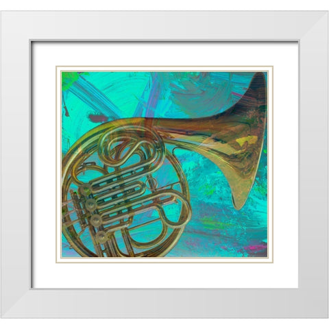 Cuerno White Modern Wood Framed Art Print with Double Matting by Simons