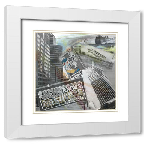 Joe Knows Nashville White Modern Wood Framed Art Print with Double Matting by Simons
