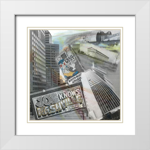 Joe Knows Nashville White Modern Wood Framed Art Print with Double Matting by Simons