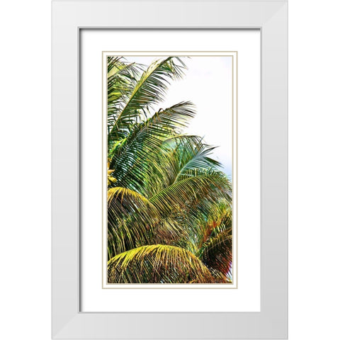 Neon Palm II White Modern Wood Framed Art Print with Double Matting by Simons