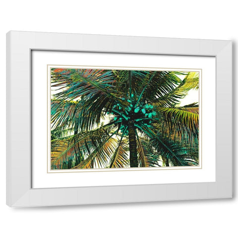 Neon Palm Sunny White Modern Wood Framed Art Print with Double Matting by Simons