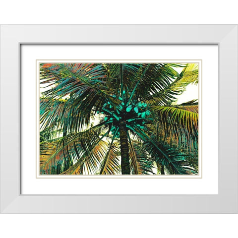 Neon Palm Sunny White Modern Wood Framed Art Print with Double Matting by Simons