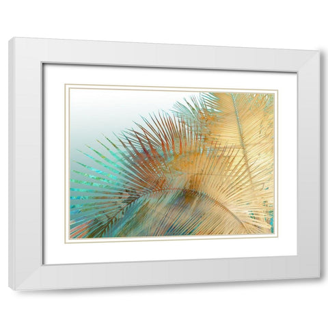 Painted Palm I White Modern Wood Framed Art Print with Double Matting by Simons