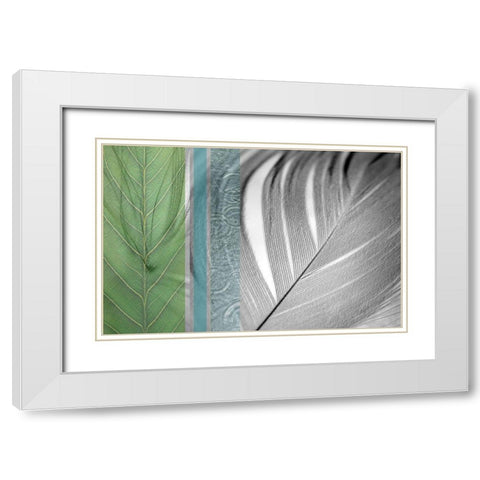 Plumage Cool I White Modern Wood Framed Art Print with Double Matting by Simons