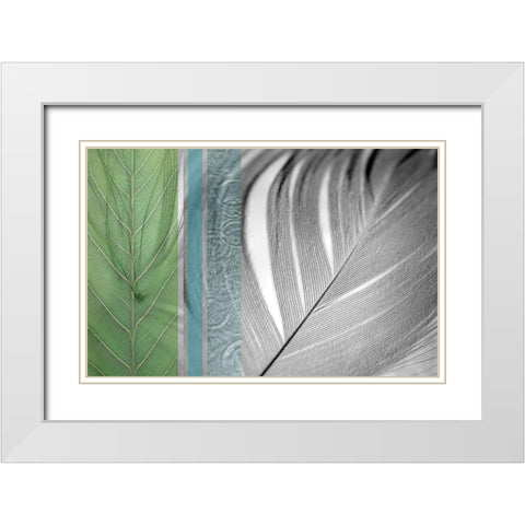 Plumage Cool I White Modern Wood Framed Art Print with Double Matting by Simons