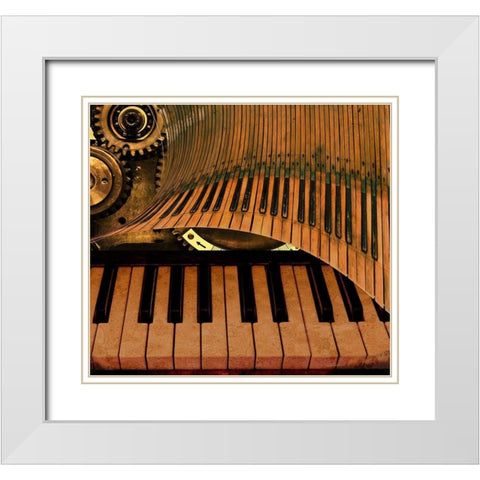 Teclado White Modern Wood Framed Art Print with Double Matting by Simons