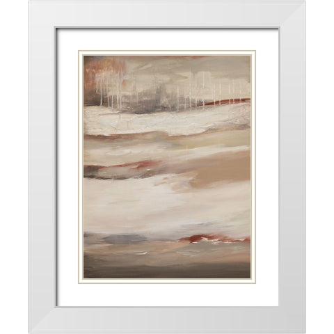 Earthtone Abstract B White Modern Wood Framed Art Print with Double Matting by Hinz