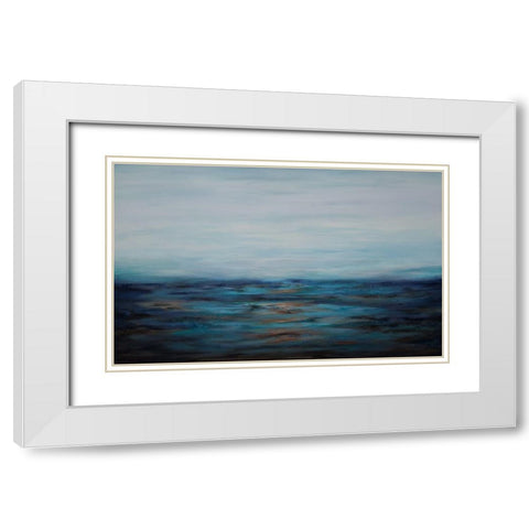 Mist Over Ocean White Modern Wood Framed Art Print with Double Matting by Hinz