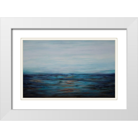 Mist Over Ocean White Modern Wood Framed Art Print with Double Matting by Hinz