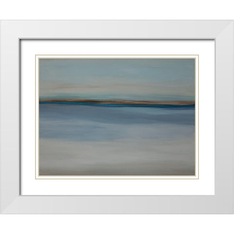 Over the Blues White Modern Wood Framed Art Print with Double Matting by Hinz