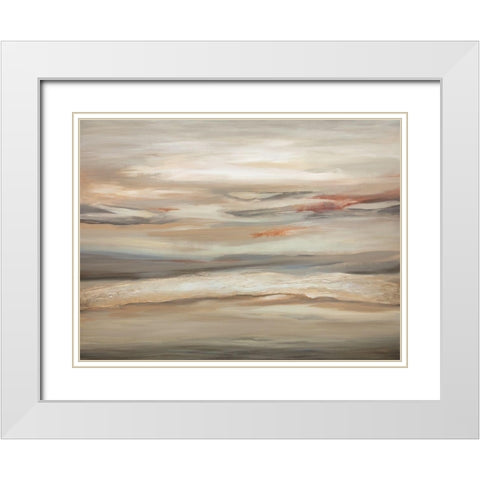 Earthtone Abstract White Modern Wood Framed Art Print with Double Matting by Hinz