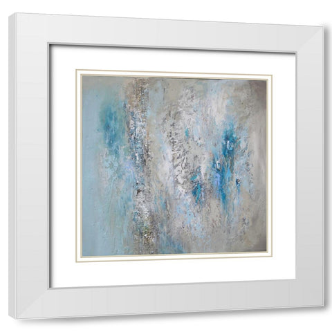 Teal Triptych A White Modern Wood Framed Art Print with Double Matting by Hinz