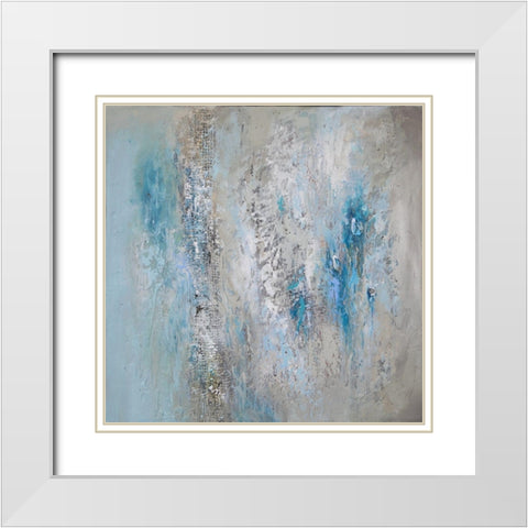 Teal Triptych A White Modern Wood Framed Art Print with Double Matting by Hinz