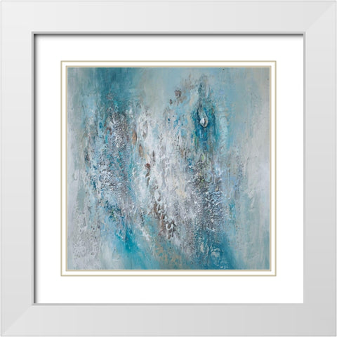 Teal Triptych B White Modern Wood Framed Art Print with Double Matting by Hinz