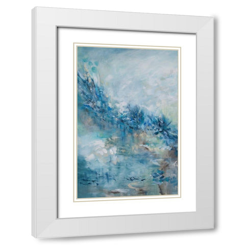 Abstract Floral White Modern Wood Framed Art Print with Double Matting by Hinz