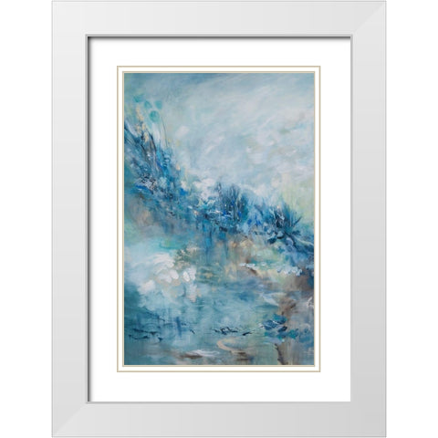 Abstract Floral White Modern Wood Framed Art Print with Double Matting by Hinz