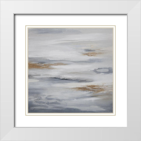 Abstract Glory White Modern Wood Framed Art Print with Double Matting by Hinz