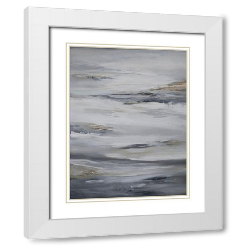Abstract Large Glory White Modern Wood Framed Art Print with Double Matting by Hinz