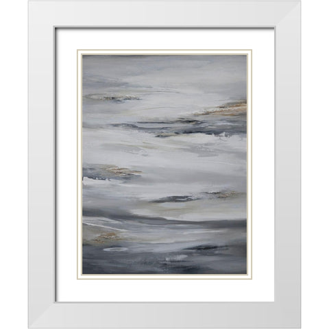 Abstract Large Glory White Modern Wood Framed Art Print with Double Matting by Hinz