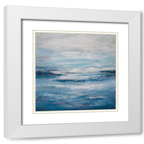 Seascape II White Modern Wood Framed Art Print with Double Matting by Hinz