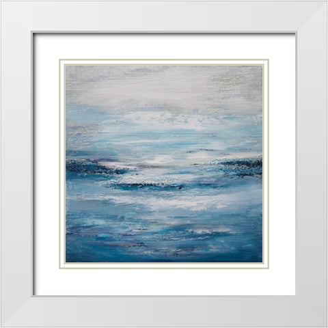 Seascape II White Modern Wood Framed Art Print with Double Matting by Hinz