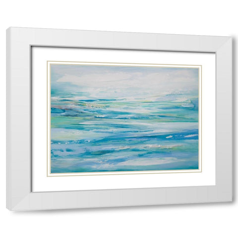 Abstract Seascape White Modern Wood Framed Art Print with Double Matting by Hinz