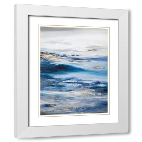 Abstract Seascape Dark Blue White Modern Wood Framed Art Print with Double Matting by Hinz