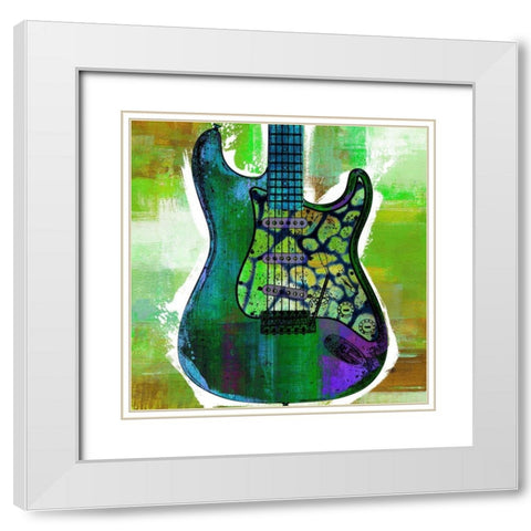 Grunge Guitar IV White Modern Wood Framed Art Print with Double Matting by Johnson