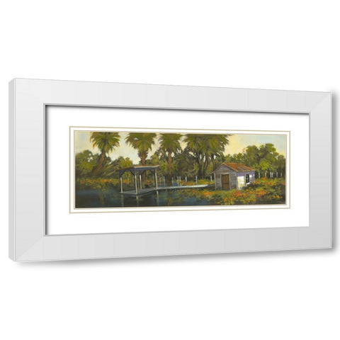 Fishing Hole White Modern Wood Framed Art Print with Double Matting by Larson
