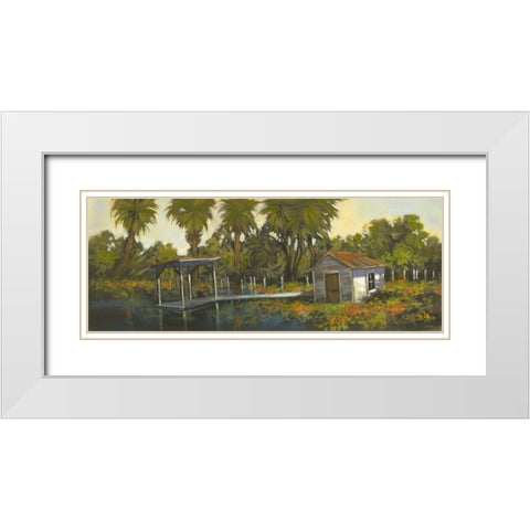 Fishing Hole White Modern Wood Framed Art Print with Double Matting by Larson