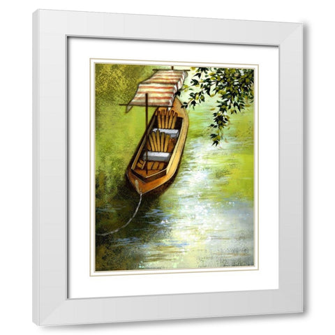 Going Boating On The Lake White Modern Wood Framed Art Print with Double Matting by Larson
