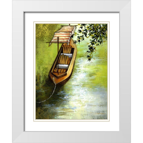 Going Boating On The Lake White Modern Wood Framed Art Print with Double Matting by Larson