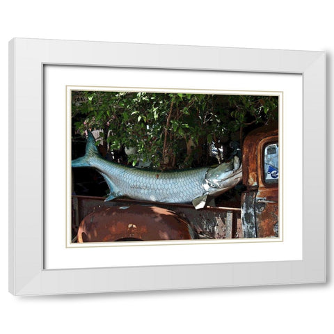 Fish Wagon III White Modern Wood Framed Art Print with Double Matting by Mack