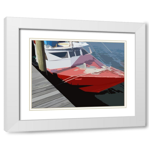 Red Boat White Modern Wood Framed Art Print with Double Matting by Mack