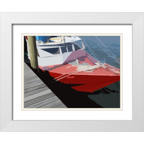 Red Boat White Modern Wood Framed Art Print with Double Matting by Mack
