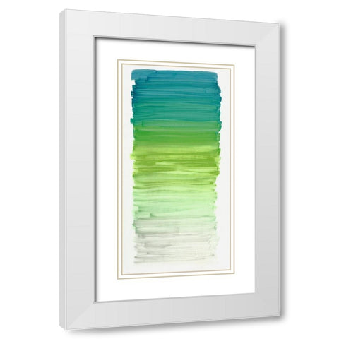 Color Strip Aqua White Modern Wood Framed Art Print with Double Matting by King