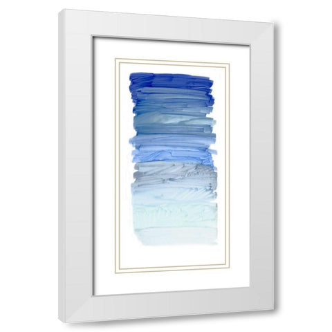 Color Strip Blue White Modern Wood Framed Art Print with Double Matting by King