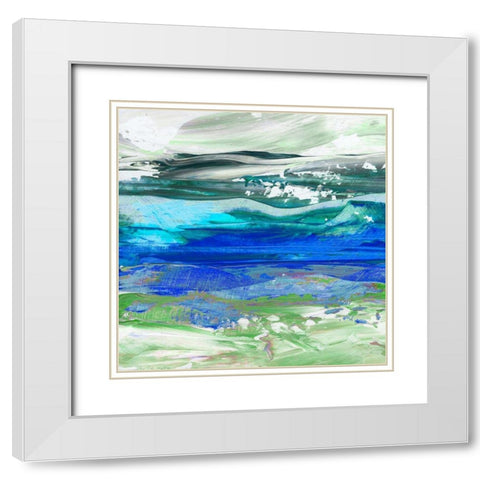 Cool Waters I White Modern Wood Framed Art Print with Double Matting by King