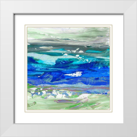 Cool Waters II White Modern Wood Framed Art Print with Double Matting by King